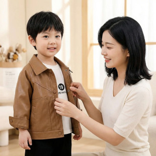 男童洋气春装皮衣外套春秋款2026新款中小儿童春季复古炸街上衣潮