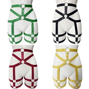 性感铆钉铁环情趣束腰绳带束臀裤连腿环可调节绳衣热辣跳舞直播女