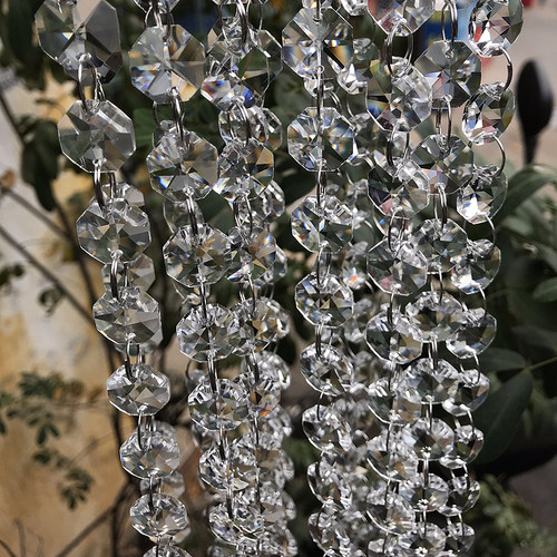 水晶八角珠珠帘酒店吊顶婚庆婚礼珠串珠链装饰水晶灯吊坠灯饰配件