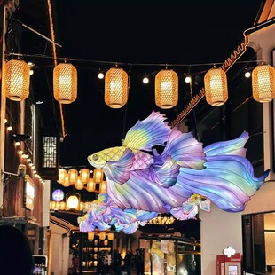 饰景区古风饭店春节灯金鱼灯笼 户外大型花灯鱼花灯锦鲤金鱼灯笼装