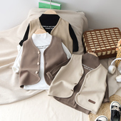 男童宝宝洋气坎肩马夹儿童休闲百搭纯色外搭马甲潮 新品 童装 春秋季