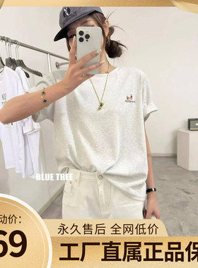 BLUETREE正品2026春夏新款韩版宽松显瘦百搭圆领T恤女休闲上衣服