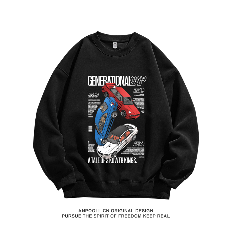 宝马MPOWER德系改装文化E90纯棉圆领卫衣服男装宽松休闲复古印花