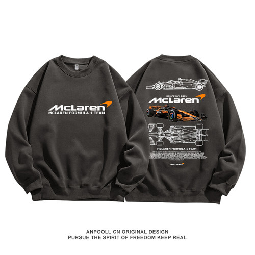 F1迈凯伦车队比赛车服纯棉圆领卫衣服长袖T恤衫男装宽松休闲秋季