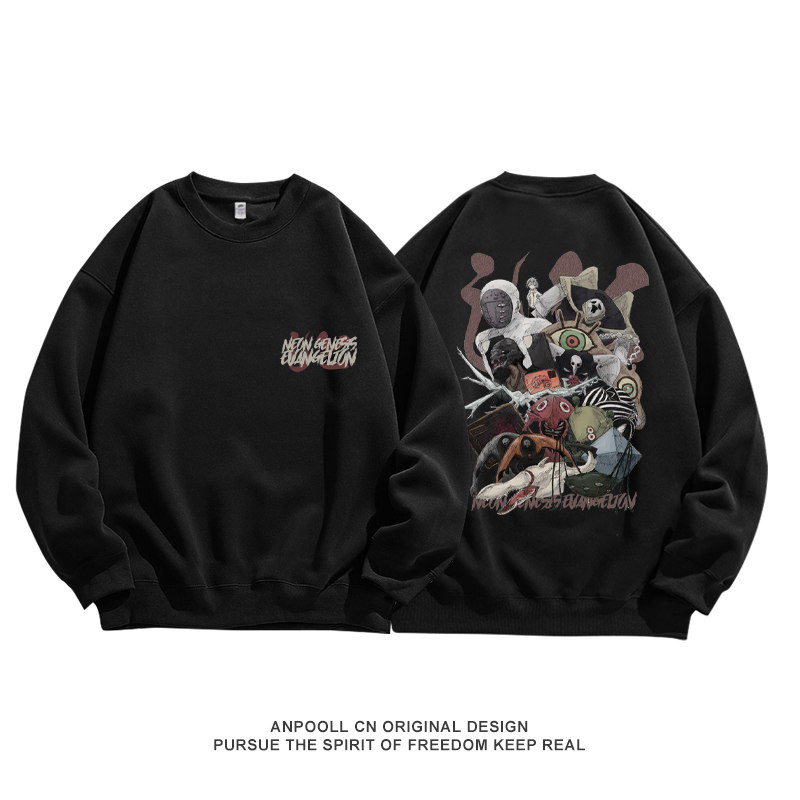 新世纪福音战士EVA使徒动漫复古印花秋季纯棉圆领卫衣服男装宽松