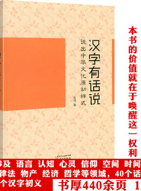 汉字有话说：说出中华文化原初样式 汉字细说汉字图说汉字字源古文字研究汉语言书籍