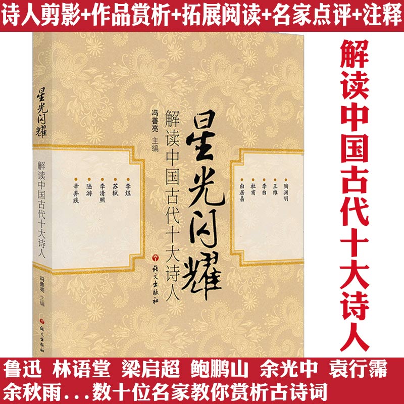 星光闪耀：解读中国古代十大诗人 选取了陶渊明王维李白杜甫白居易李煜苏轼李清照陆游辛弃疾等诗人及诗词解读书籍