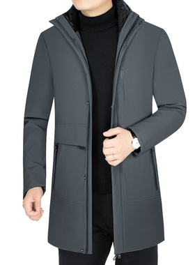 绅骑正品2024冬季新款男装棉衣中长款休闲棉服中年男士外套B28178