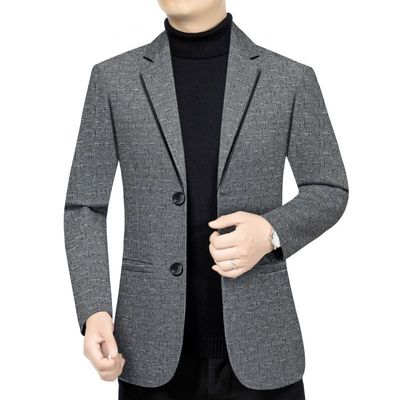 绅骑正品2024秋冬新款外套男士西装领夹克休闲中年西服上衣F00110