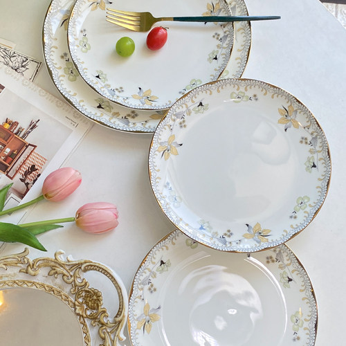 后海菜盘骨瓷家用圆形法式8英寸