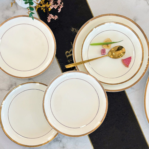 后海深盘唐山正品骨质瓷圆形轻奢