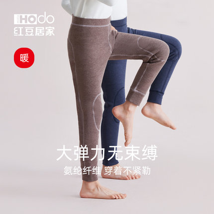 红豆居家儿童护膝保暖裤男女童加绒加厚秋裤高腰打底棉毛裤中大童