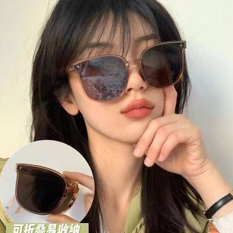 可折叠墨镜女感网红夏出街圆脸显太阳镜