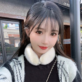 仿水貂毛皮草磁铁吸扣双面时尚 新款 围巾女冬季 气质保暖毛领小围脖