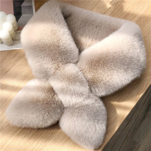 毛毛围巾女冬季 加厚保暖双面纯色仿獭兔毛皮草毛绒围脖潮 百搭韩版