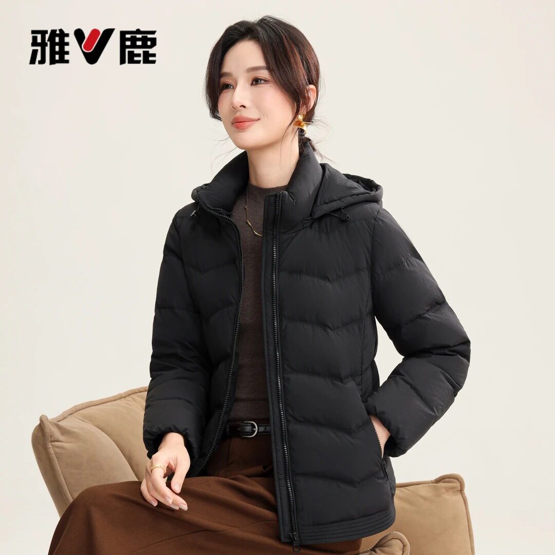 雅鹿妈妈装轻薄90白鸭绒羽绒服