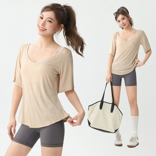 IUIUYOGO宽松V领运动瑜伽服罩衫