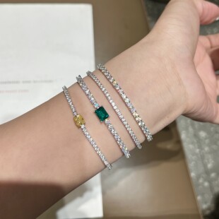 满钻排钻mini细网球链女高级感叠戴全钻925纯银碎钻闪钻手链