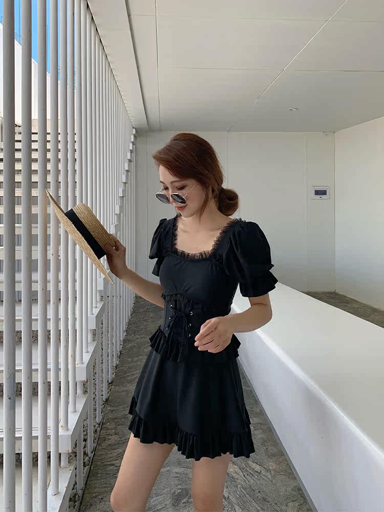 Tao Yaoyao swimsuit women's 2022 new one-piece skirt style conservative students cover belly and look thin retro hot spring vacation