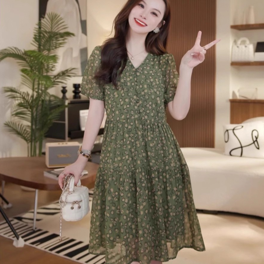 法式系带碎花夏季连衣裙2025新款收腰显瘦御姐风中长款气质裙子