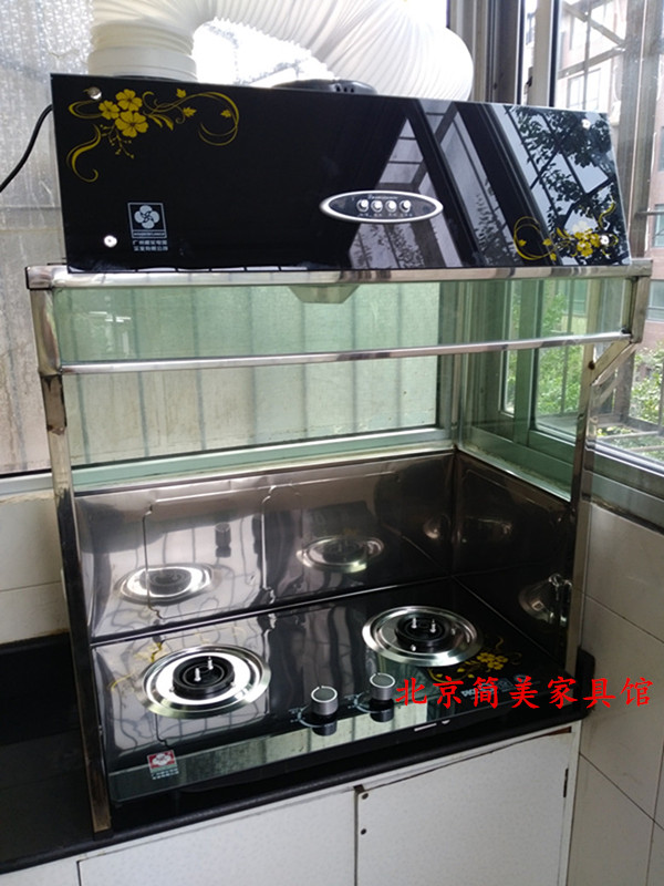 北京中式油烟机架子支架 不锈钢罩子 简易玻璃罩子阳台抽油烟机架