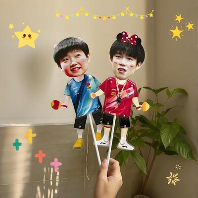 孙颖莎王楚钦伸缩小人拉线娃娃玩偶人偶公仔来图定制应援莎头周边