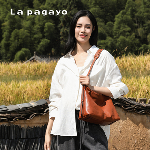 帕佳图植鞣牛皮腋下hobo包通勤单肩斜挎真皮女包 pagayo