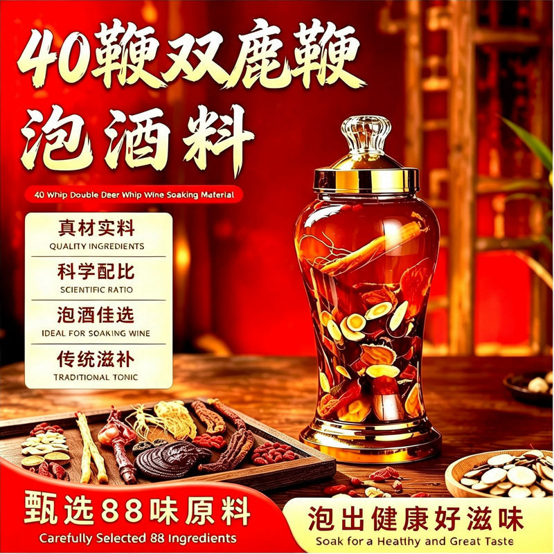 【40鞭王高级泡酒料】鹿鞭专用泡酒药材男性滋补十全大补鹿鞭人参