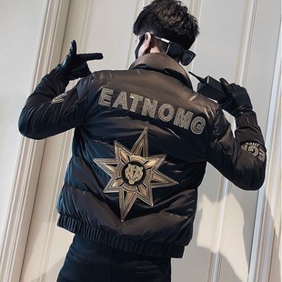 亮面漆皮男士冬季2026年新款加厚棉袄修身帅气保暖棉服男短款冬装