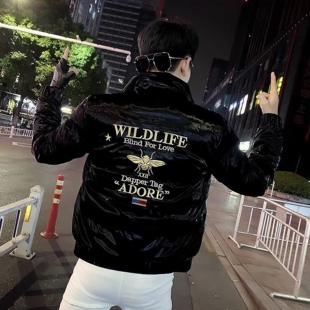 欧洲站冬季男士羽绒棉衣修身刺绣潮流帅气加厚韩版潮流酷潮牌外套