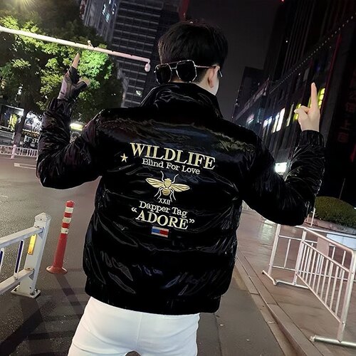 欧洲站冬季男士羽绒棉衣修身刺绣潮流帅气加厚韩版潮流酷潮牌外套
