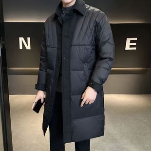 新款 棉服秋冬季 高端时尚 翻领加厚保暖款 外套潮 中长款 衣服男装 男士