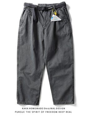 美式复古日系重磅纯棉直筒休闲裤男秋冬季厚宽松长裤工装裤子潮流