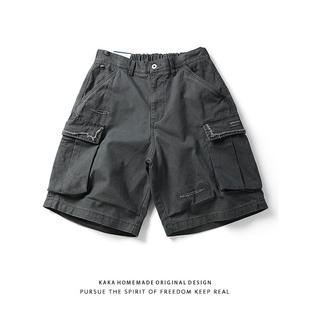 拉链口袋休闲五分裤 26SS日系复古水洗做旧工装 新品 男夏季 短裤