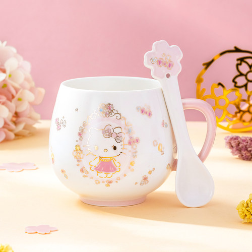 HELLOKITTY可爱陶瓷马克杯带勺