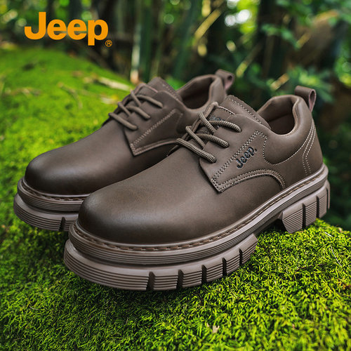 Jeep男工装皮鞋厚底防滑耐磨