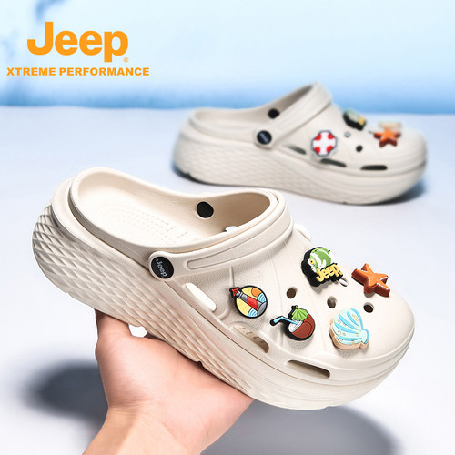 Jeep吉普女厚底包头防滑洞洞鞋