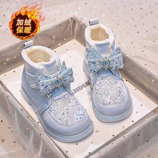 女童靴子加绒公主靴2025秋冬季新款儿童马丁靴短靴棉靴女宝宝棉鞋