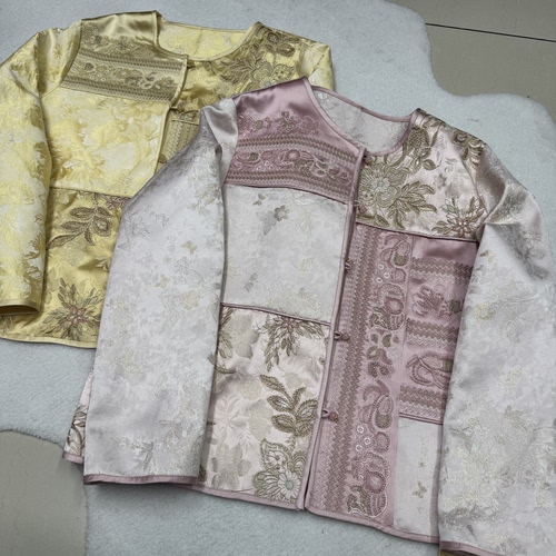 涉宿1900春季新款新中式国风重工刺绣提花圆领长袖外套上衣