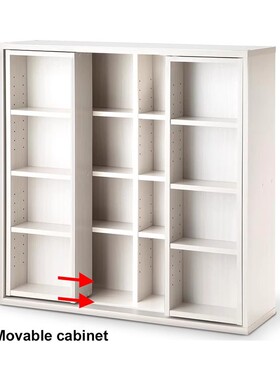 日式滑轨书柜漫画柜双层移动书架简约陈列展示架多层置物收纳柜