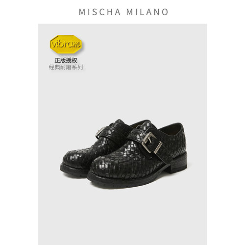 【手工编织】mischa&vibram 2026新款 编织德比鞋女 一脚蹬小皮鞋