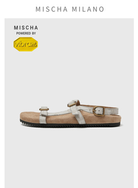 【爱上走路】mischa&vibram 新款鳄鱼皮休闲凉鞋女 平底罗马凉鞋