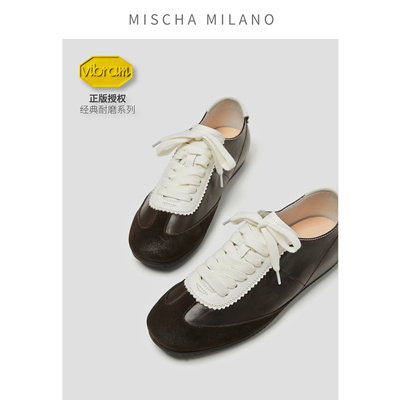 意大利mischa&vibram正版授权 2025新款德训鞋女 黑色增高休闲鞋