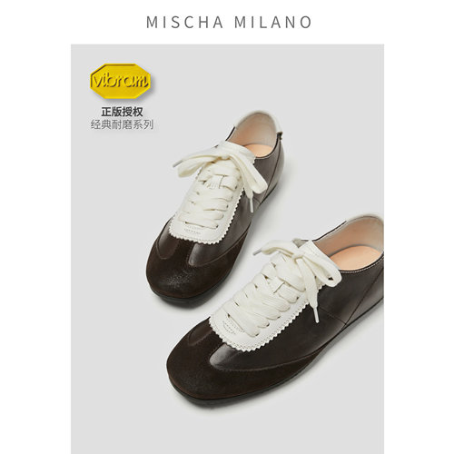 意大利mischa&vibram正版授权 2025新款德训鞋女 黑色增高休闲鞋