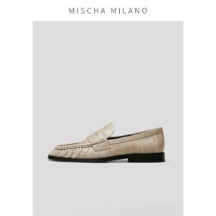 鳗鱼皮方头乐福鞋 百搭单鞋 女 英伦风小皮鞋 2024新款 意大利mischa