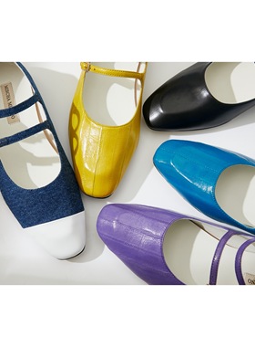 意大利mischa 方头玛丽珍2023早秋新款 浅口小皮鞋法式平底单鞋女