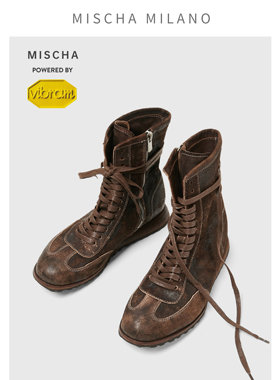 意大利mischa&vibram 2025新款马丁靴女英伦风运动拳击靴机车短靴
