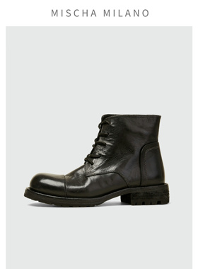 意大利mischa2024年新款厚底马丁靴女短筒固特异小众设计感英伦风