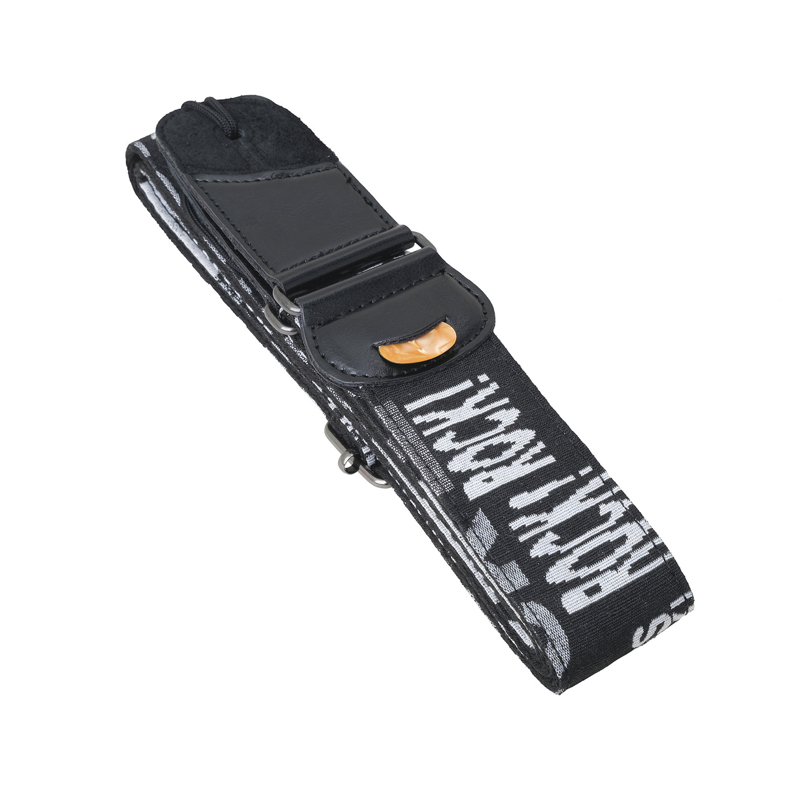 贝司吉他背带可插拨片斜跨加宽涤纶AS-017（黑色摇滚+拨片）PVC袋