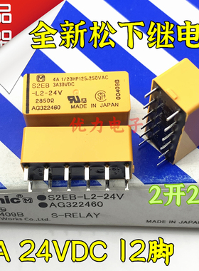 全新 S2EB-L2-24V 正品松下 AG322460 双线圈24VDC 12脚 两开两闭